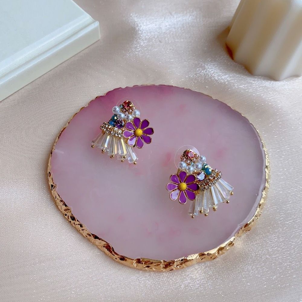 Handmade Flower Beaded Earrings Studs